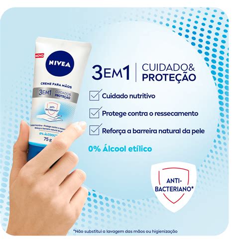 Creme para as Mãos 3 em 1 NIVEA Ação Antibacteriana.